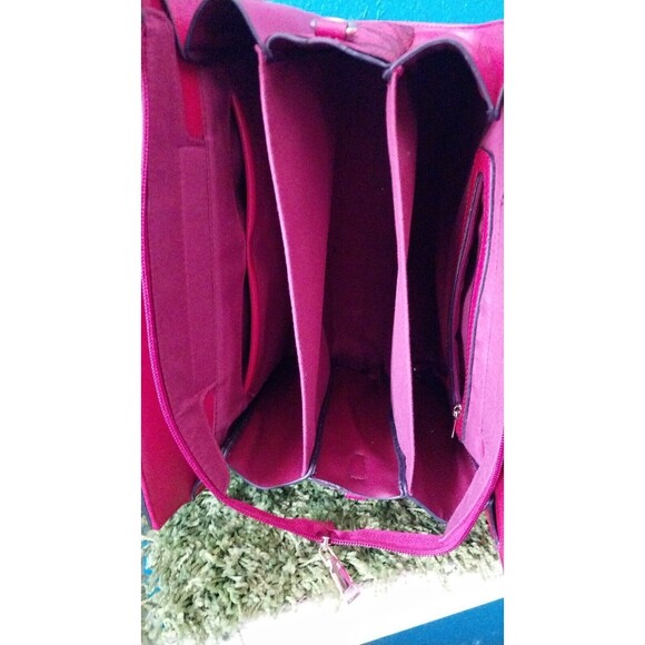 Faux Ostrich Handbag Shoulder bag Mezon Red w/ Snakeskin Accents - Picture 9 of 11